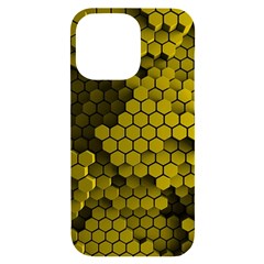 Yellow Hexagons 3d Art Honeycomb Hexagon Pattern Iphone 14 Pro Max Black Uv Print Case by Cemarart