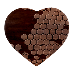 Yellow Hexagons 3d Art Honeycomb Hexagon Pattern Heart Wood Jewelry Box by Cemarart