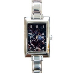 Fractal Cube 3d Art Nightmare Abstract Rectangle Italian Charm Watch by Cemarart