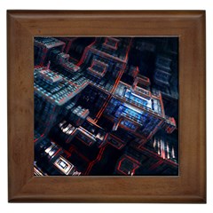 Fractal Cube 3d Art Nightmare Abstract Framed Tile by Cemarart