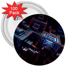 Fractal Cube 3d Art Nightmare Abstract 3  Buttons (100 Pack)  by Cemarart