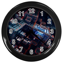 Fractal Cube 3d Art Nightmare Abstract Wall Clock (black) by Cemarart