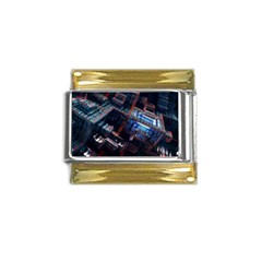 Fractal Cube 3d Art Nightmare Abstract Gold Trim Italian Charm (9mm) by Cemarart