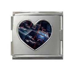 Fractal Cube 3d Art Nightmare Abstract Mega Link Heart Italian Charm (18mm) by Cemarart