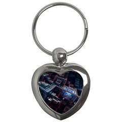 Fractal Cube 3d Art Nightmare Abstract Key Chain (heart) by Cemarart