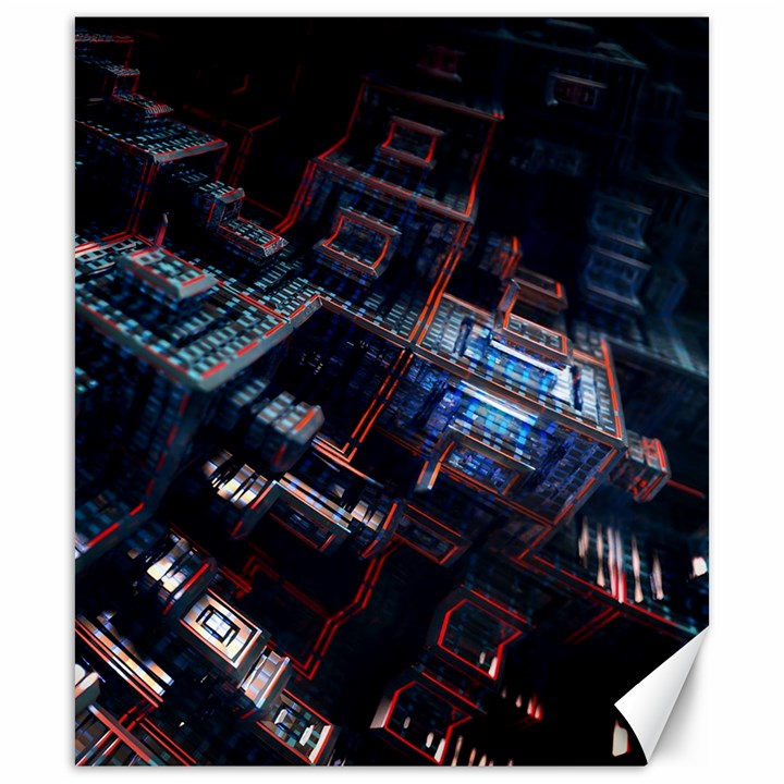 Fractal Cube 3d Art Nightmare Abstract Canvas 20  x 24 