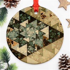 Triangle Geometry Colorful Fractal Pattern Round Ornament (two Sides) by Cemarart