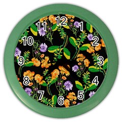 Flowers Pattern Art Floral Texture Color Wall Clock by Cemarart