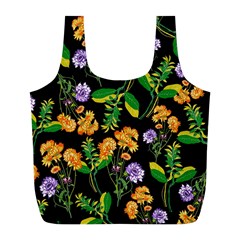 Flowers Pattern Art Floral Texture Full Print Recycle Bag (l) by Cemarart