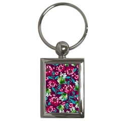 Flowers Pattern Art Texture Floral Key Chain (rectangle) by Cemarart