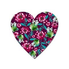 Flowers Pattern Art Texture Floral Heart Magnet by Cemarart