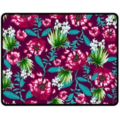 Flowers Pattern Art Texture Floral Two Sides Fleece Blanket (medium) by Cemarart