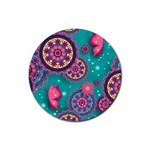 Floral Pattern Abstract Colorful Flow Oriental Spring Summer Rubber Coaster (Round) Front