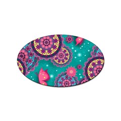 Floral Pattern Abstract Colorful Flow Oriental Spring Summer Sticker (oval) by Cemarart