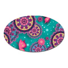 Floral Pattern Abstract Colorful Flow Oriental Spring Summer Oval Magnet by Cemarart