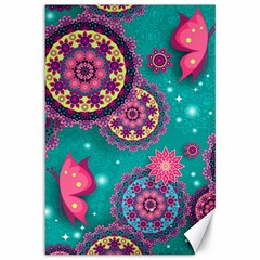 Floral Pattern Abstract Colorful Flow Oriental Spring Summer Canvas 12  X 18  by Cemarart