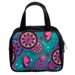 Floral Pattern Abstract Colorful Flow Oriental Spring Summer Classic Handbag (two Sides) by Cemarart