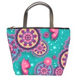 Floral Pattern Abstract Colorful Flow Oriental Spring Summer Bucket Bag Front