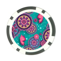 Floral Pattern Abstract Colorful Flow Oriental Spring Summer Poker Chip Card Guard (10 Pack) by Cemarart