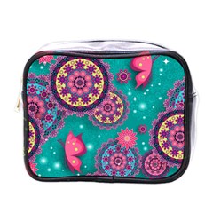 Floral Pattern Abstract Colorful Flow Oriental Spring Summer Mini Toiletries Bag (one Side) by Cemarart