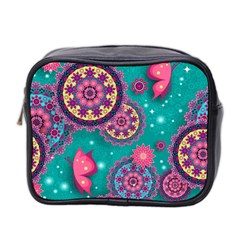 Floral Pattern Abstract Colorful Flow Oriental Spring Summer Mini Toiletries Bag (two Sides) by Cemarart