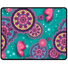 Floral Pattern Abstract Colorful Flow Oriental Spring Summer Fleece Blanket (medium) by Cemarart