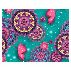 Floral Pattern Abstract Colorful Flow Oriental Spring Summer Premium Plush Fleece Blanket (medium) by Cemarart