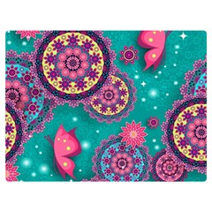 Floral Pattern Abstract Colorful Flow Oriental Spring Summer Premium Plush Fleece Blanket (extra Small) by Cemarart