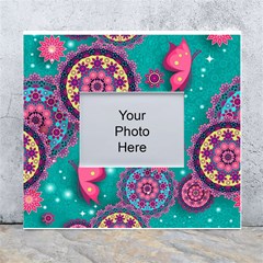 Floral Pattern Abstract Colorful Flow Oriental Spring Summer White Wall Photo Frame 5  X 7  by Cemarart