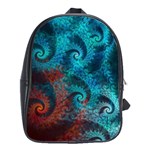 Fractal Art Spiral Ornaments Pattern School Bag (Large) Front