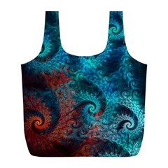 Fractal Art Spiral Ornaments Pattern Full Print Recycle Bag (l) by Cemarart