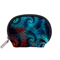 Fractal Art Spiral Ornaments Pattern Accessory Pouch (small) by Cemarart