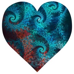 Fractal Art Spiral Ornaments Pattern Wooden Puzzle Heart by Cemarart