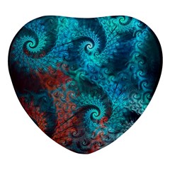 Fractal Art Spiral Ornaments Pattern Heart Glass Fridge Magnet (4 Pack) by Cemarart