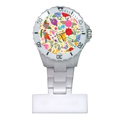 Colorful Flowers Pattern Plastic Nurses Watch