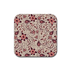 Violet Floral Pattern Flowers Vintage Flora Patterns Rubber Coaster (square) by Cemarart