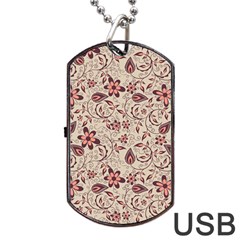 Violet Floral Pattern Flowers Vintage Flora Patterns Dog Tag Usb Flash (two Sides) by Cemarart