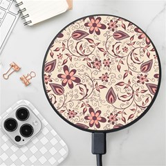 Violet Floral Pattern Flowers Vintage Flora Patterns Wireless Fast Charger(black) by Cemarart