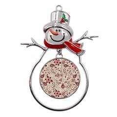 Violet Floral Pattern Flowers Vintage Flora Patterns Metal Snowman Ornament by Cemarart