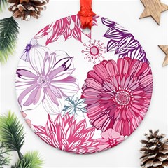 Violet Floral Pattern Ornament (round) by Cemarart