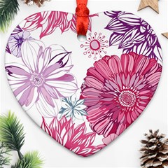 Violet Floral Pattern Ornament (heart) by Cemarart