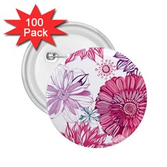 Violet Floral Pattern 2 25  Buttons (100 Pack)  by Cemarart