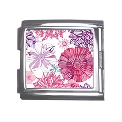 Violet Floral Pattern Mega Link Italian Charm (18mm) by Cemarart