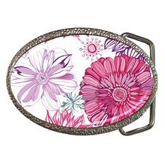 Violet Floral Pattern Belt Buckles by Cemarart