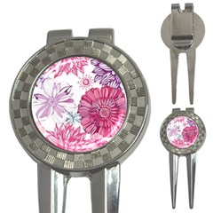 Violet Floral Pattern 3-in-1 Golf Divots by Cemarart