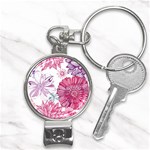 Violet Floral Pattern Nail Clippers Key Chain Front