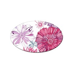 Violet Floral Pattern Sticker (oval) by Cemarart