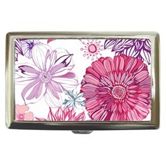 Violet Floral Pattern Cigarette Money Case by Cemarart