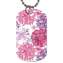 Violet Floral Pattern Dog Tag (two Sides) by Cemarart