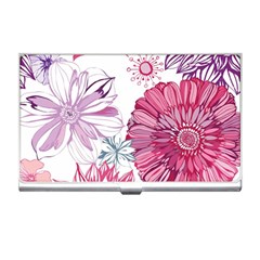 Violet Floral Pattern Business Card Holder by Cemarart